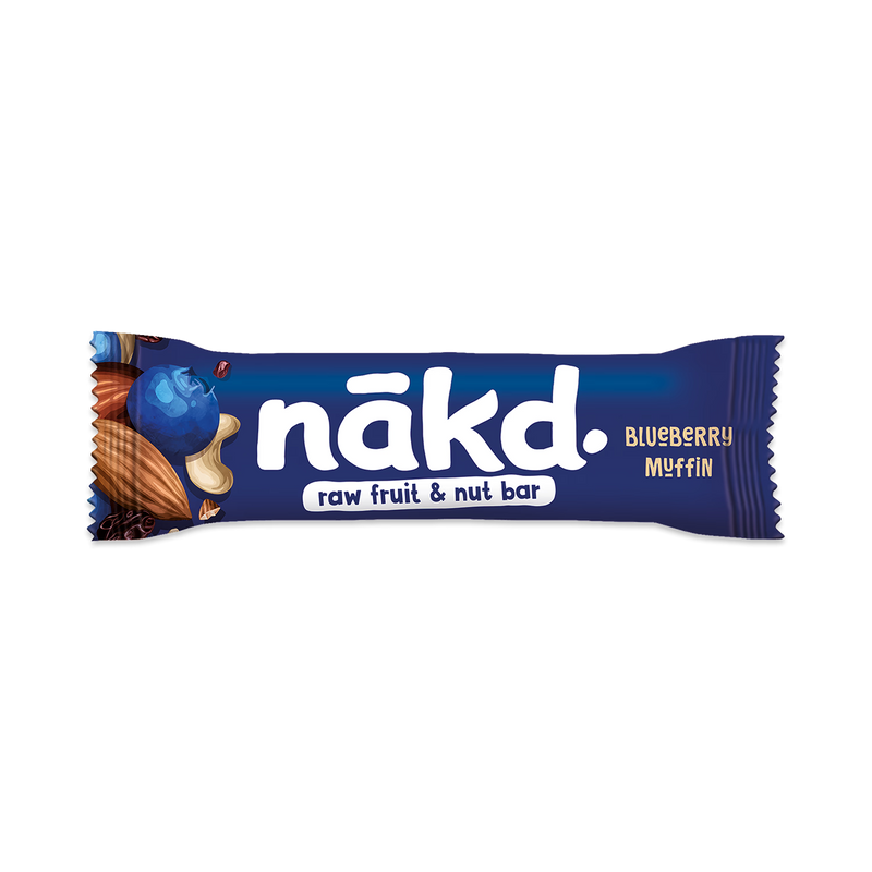 Nakd Raw Fruit Nut Blueberry Muffin Bar 35g, imported from the UK