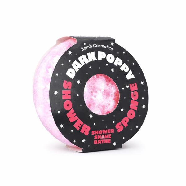 Bomb Cosmetics Dark Poppy exfoliating body buffer sponge, UK version