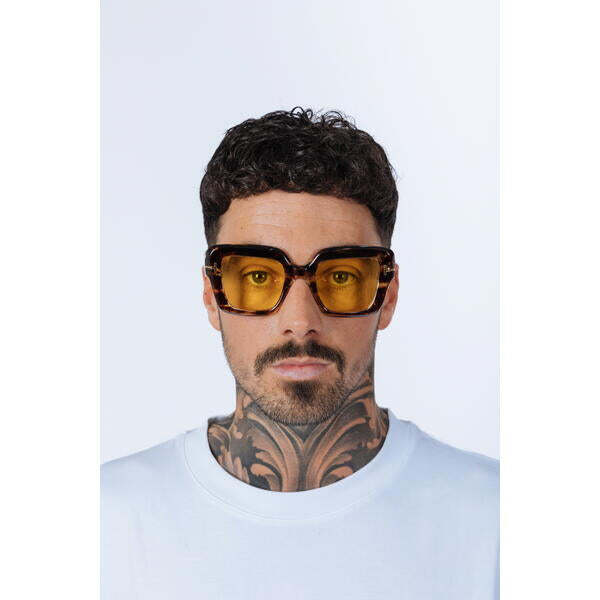 SVNX leopard yellow square sunglasses one size, UK version