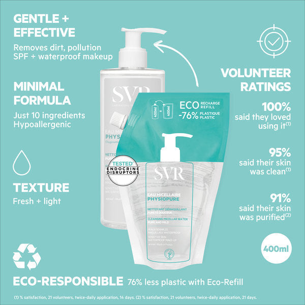 SVR Physiopure Micellar Water 400ml refill, imported from the UK