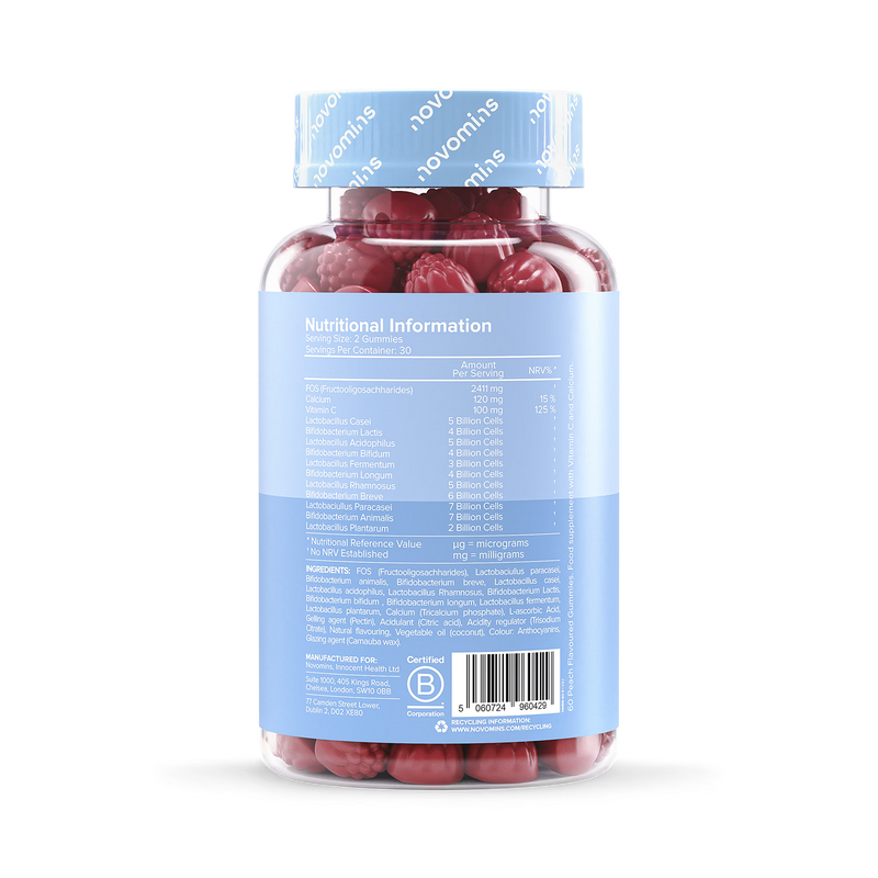 Novomins Bio-Bac peach gummies 60 pieces, imported from the UK