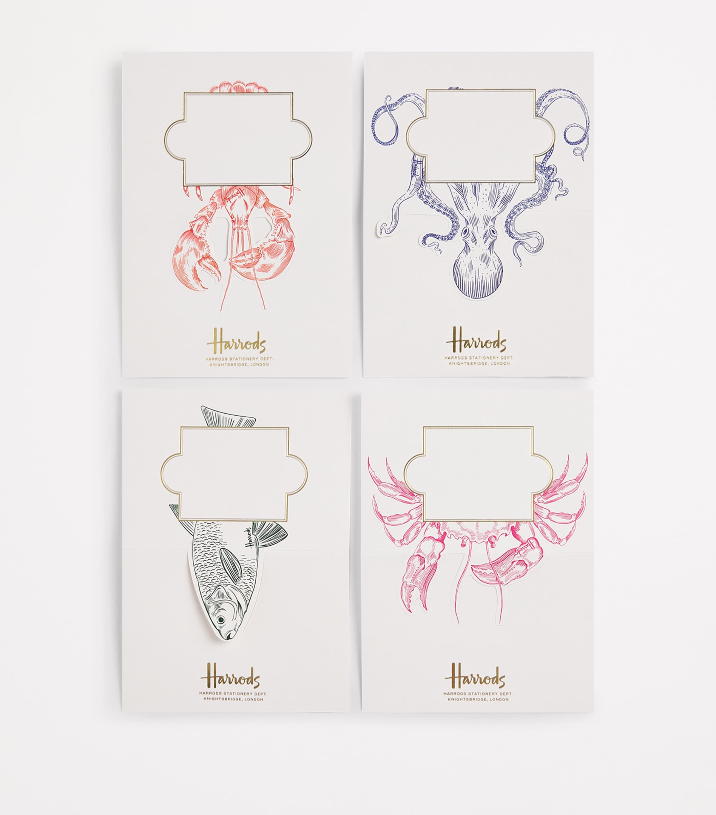 Harrods character place cards set of 12, UK version