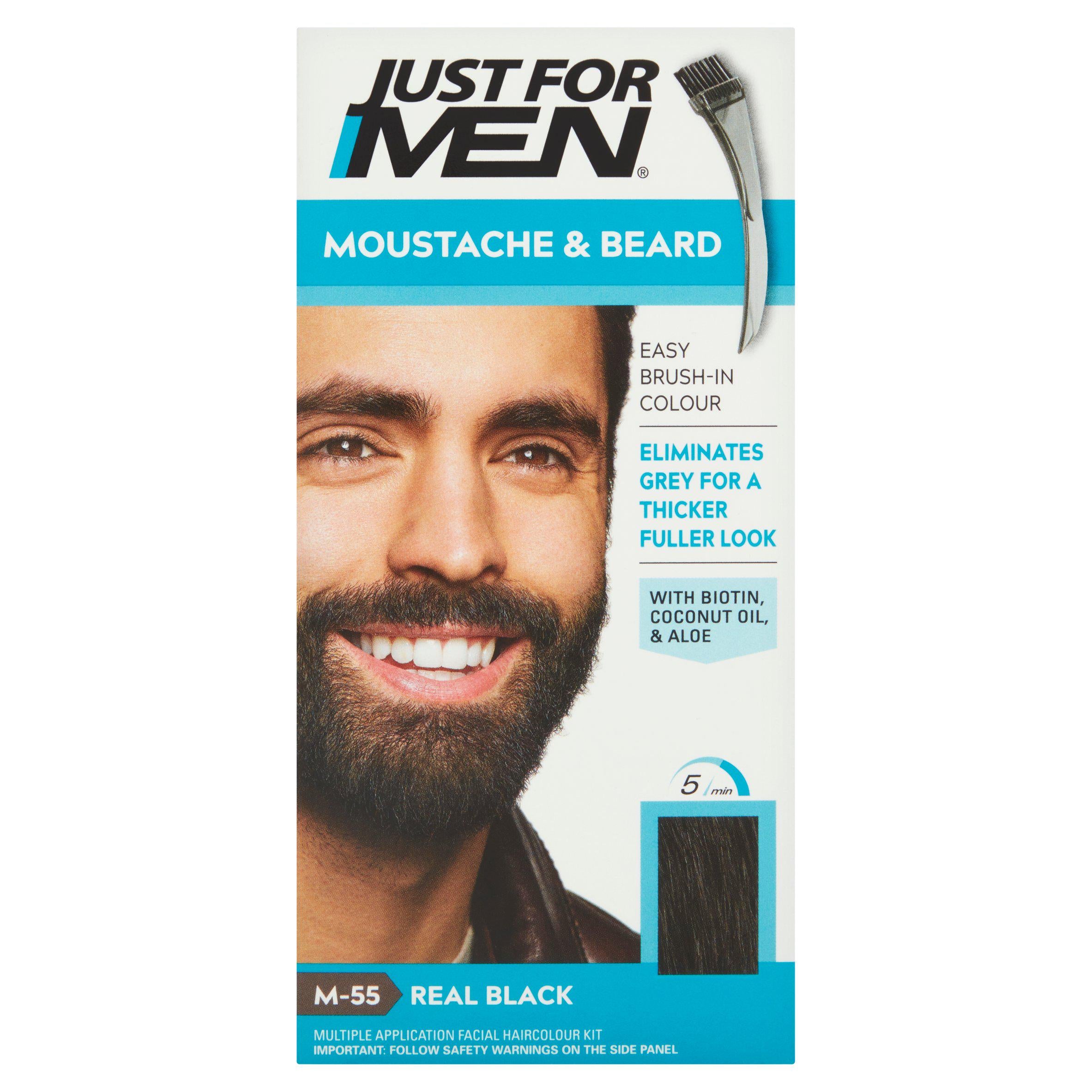 Just For Men Moustache & Beard Brush In Colour Gel Real Black M-55 GOODS Sainsburys   