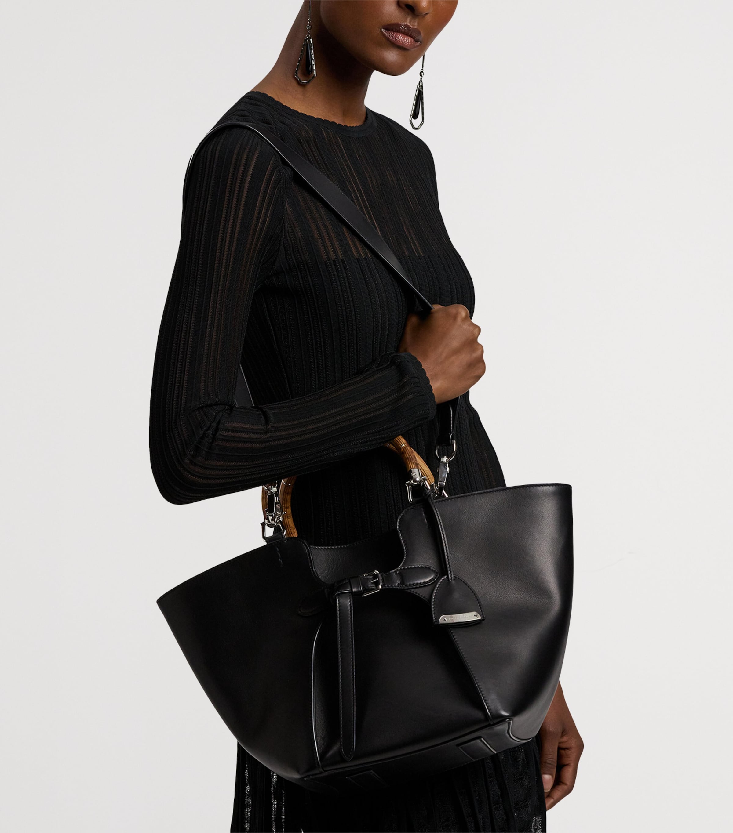 Ralph Lauren Collection leather tote bag with wooden handles, imported from the UK