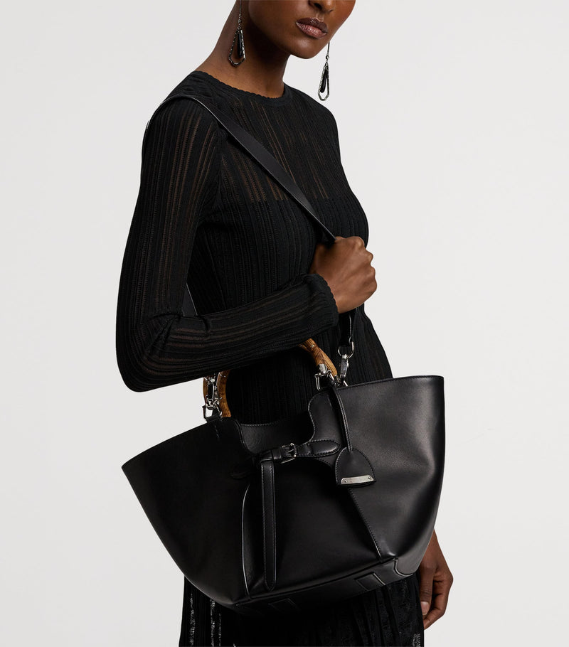 Ralph Lauren Collection leather tote bag with wooden handles, imported from the UK