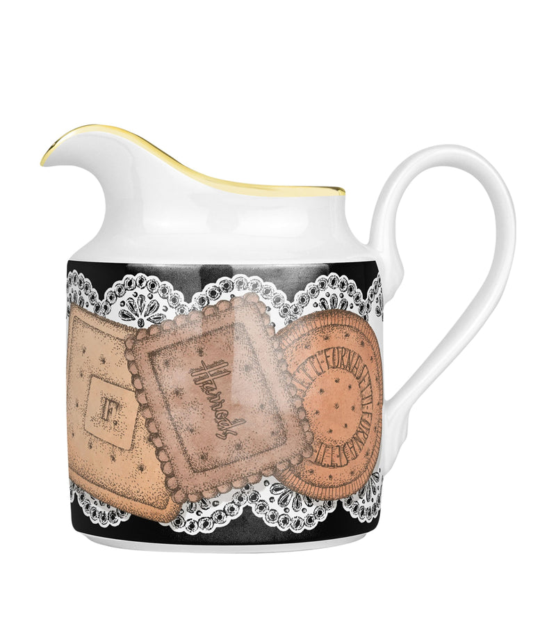 Fornasetti porcelain milk jug with Biscotti print - British product