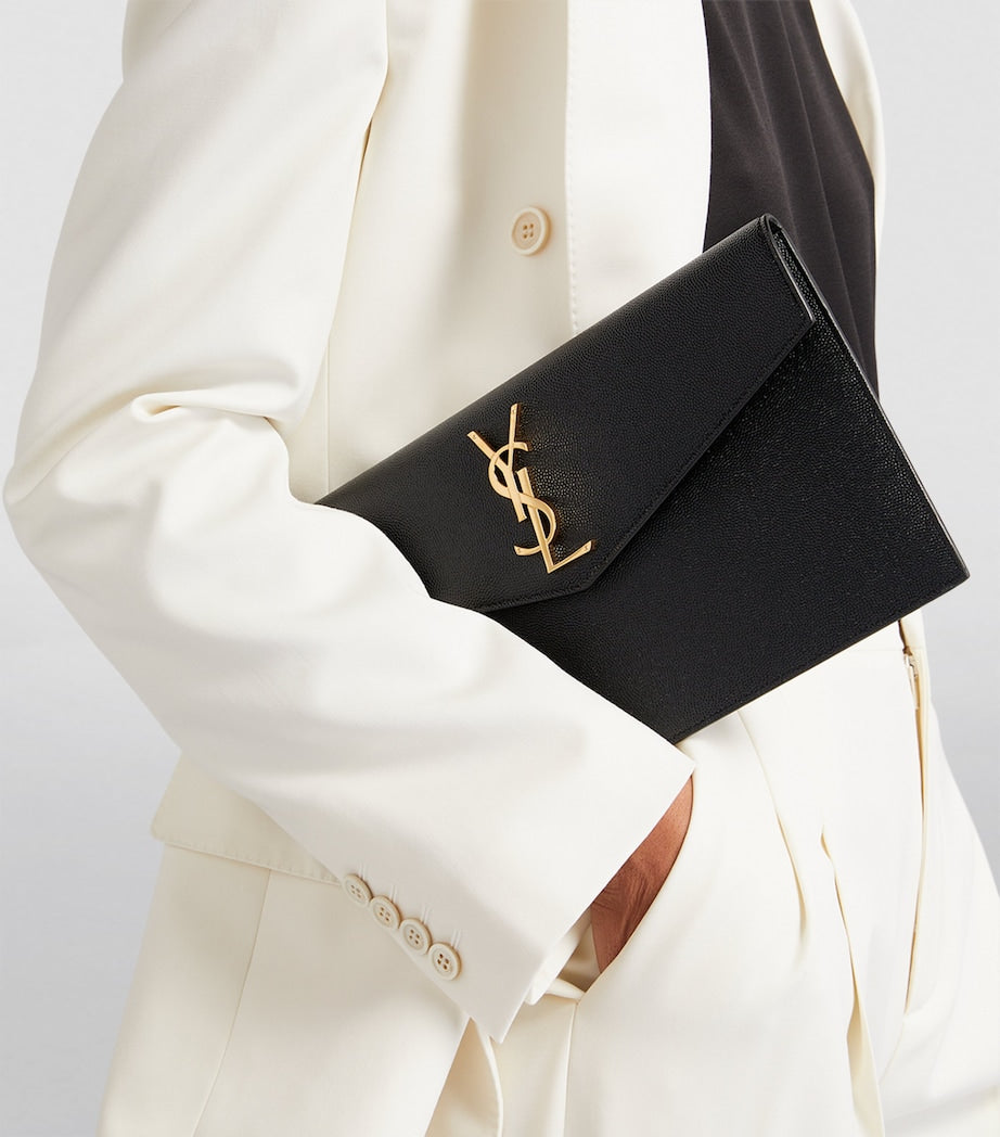 Saint Laurent Uptown clutch bag in grained leather, UK version