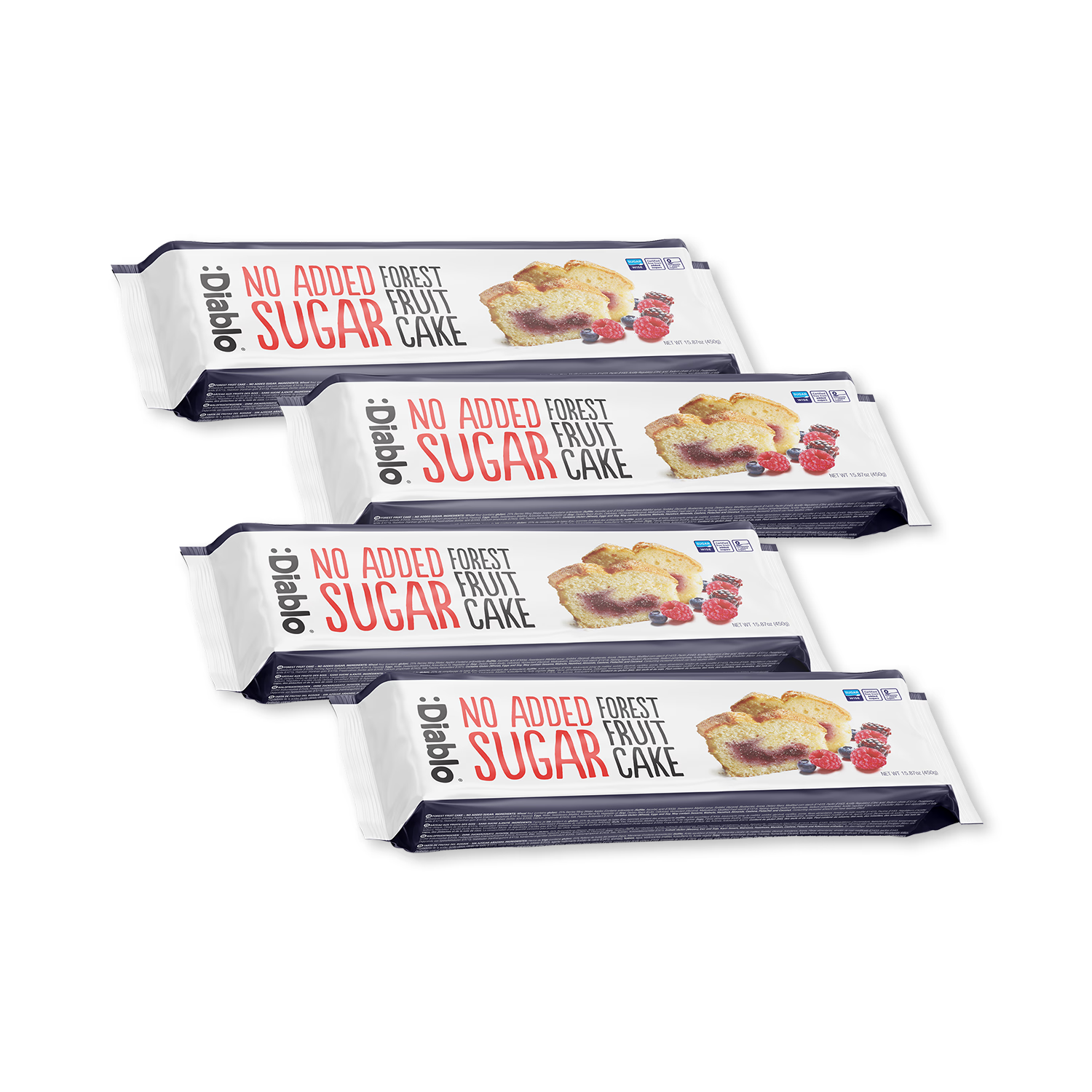 Diablo forest fruit cake no added sugar 450g pack of 4, UK version