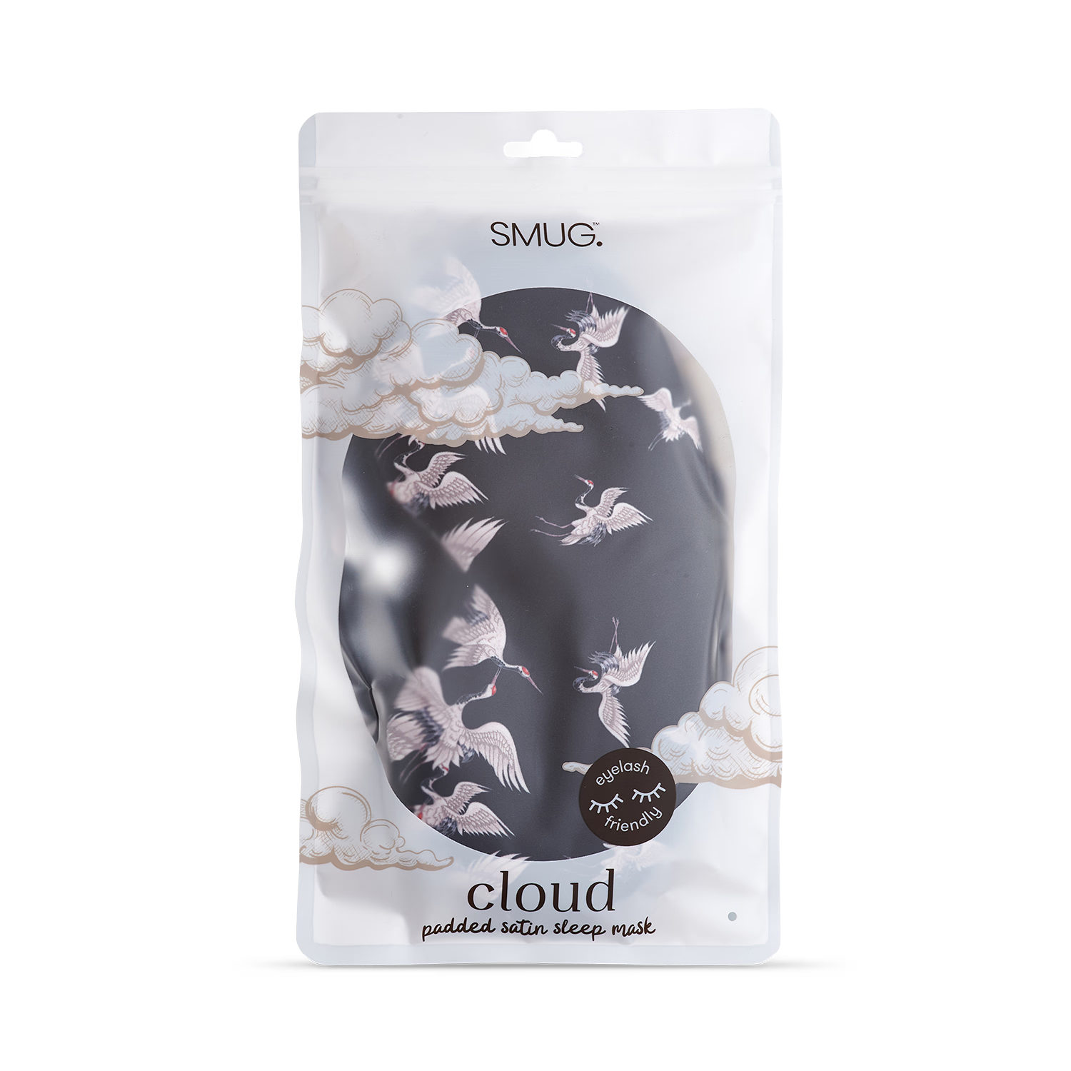 Smug padded satin sleep mask Moonlit Cranes (British brand)