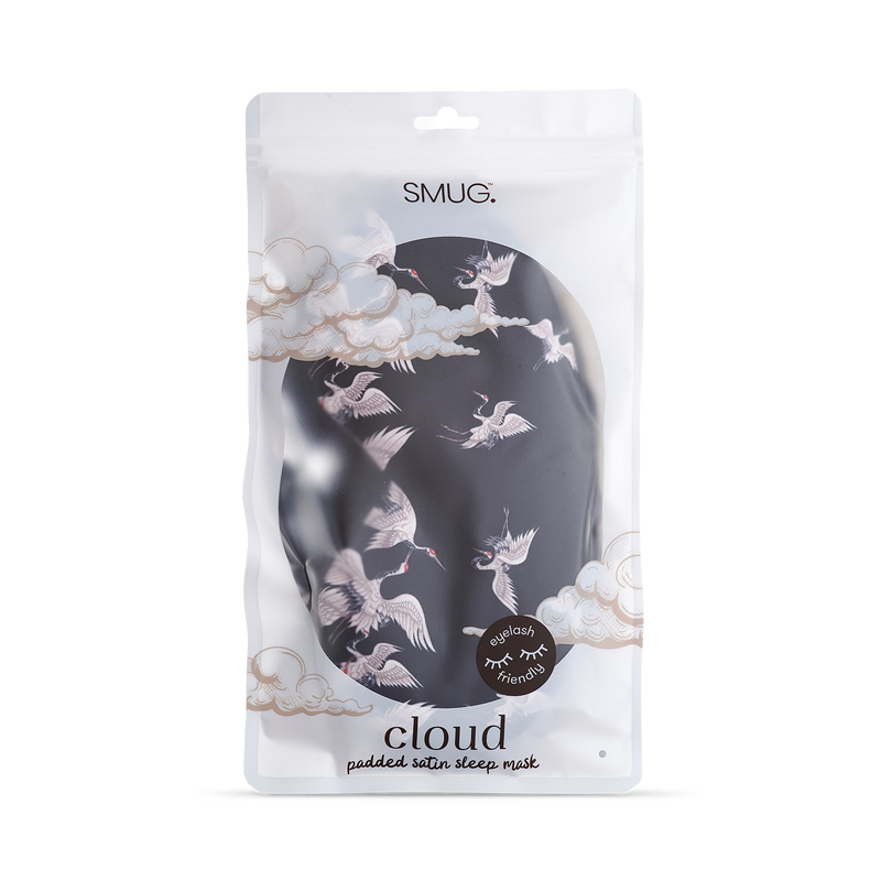 Smug padded satin sleep mask Moonlit Cranes (British brand)