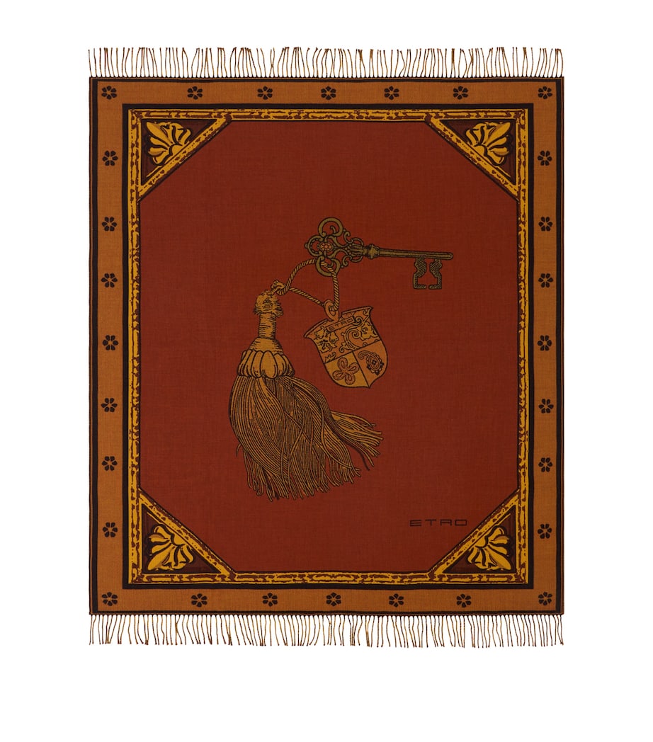 Etro wool fringed herald throw 180cm x 140cm - British product