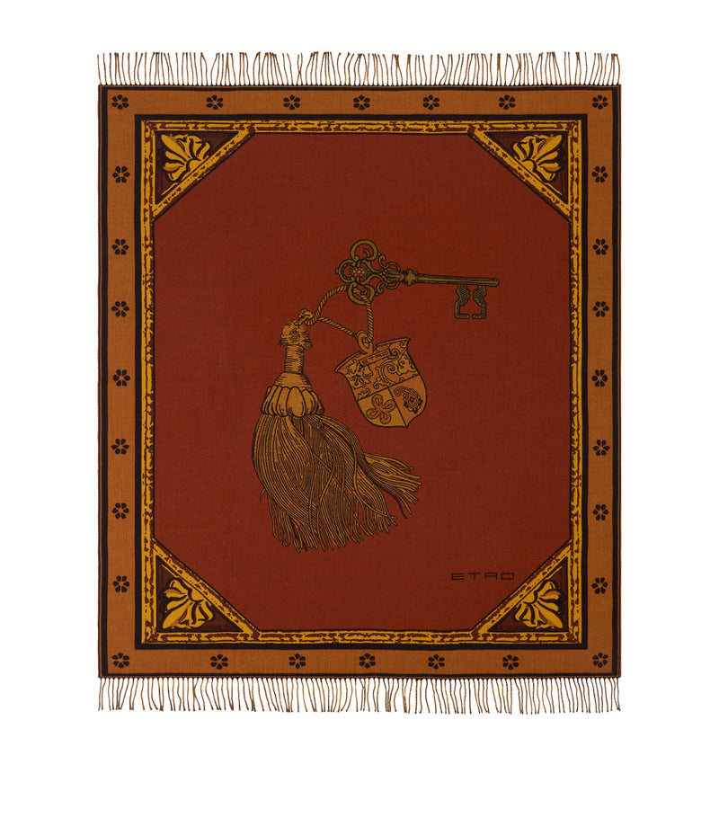 Etro wool fringed herald throw 180cm x 140cm - British product