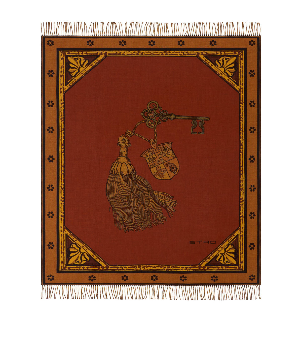Etro wool fringed herald throw 180cm x 140cm - British product