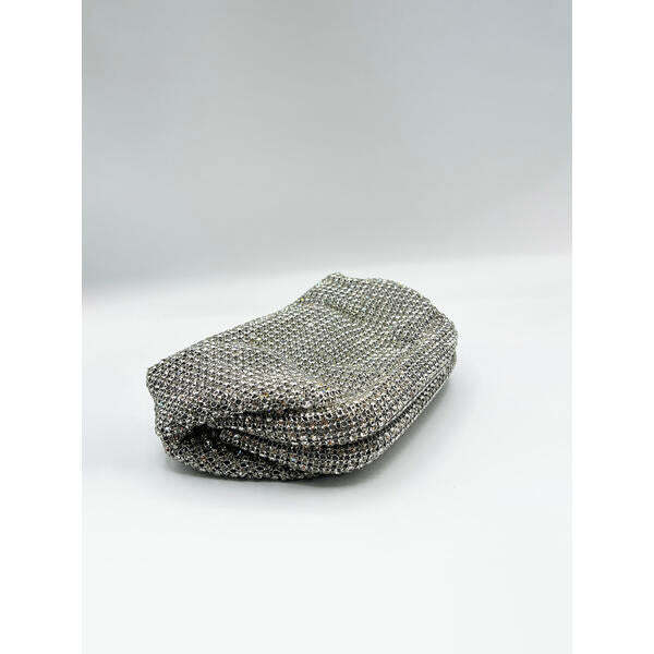 SVNX crystal pouch clutch bag in silver (British brand)