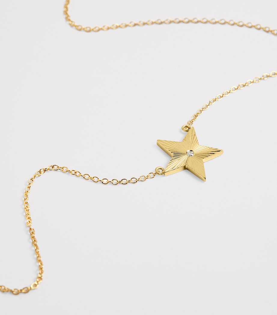 Jennifer Meyer mini yellow gold and diamond 70s star necklace - British product