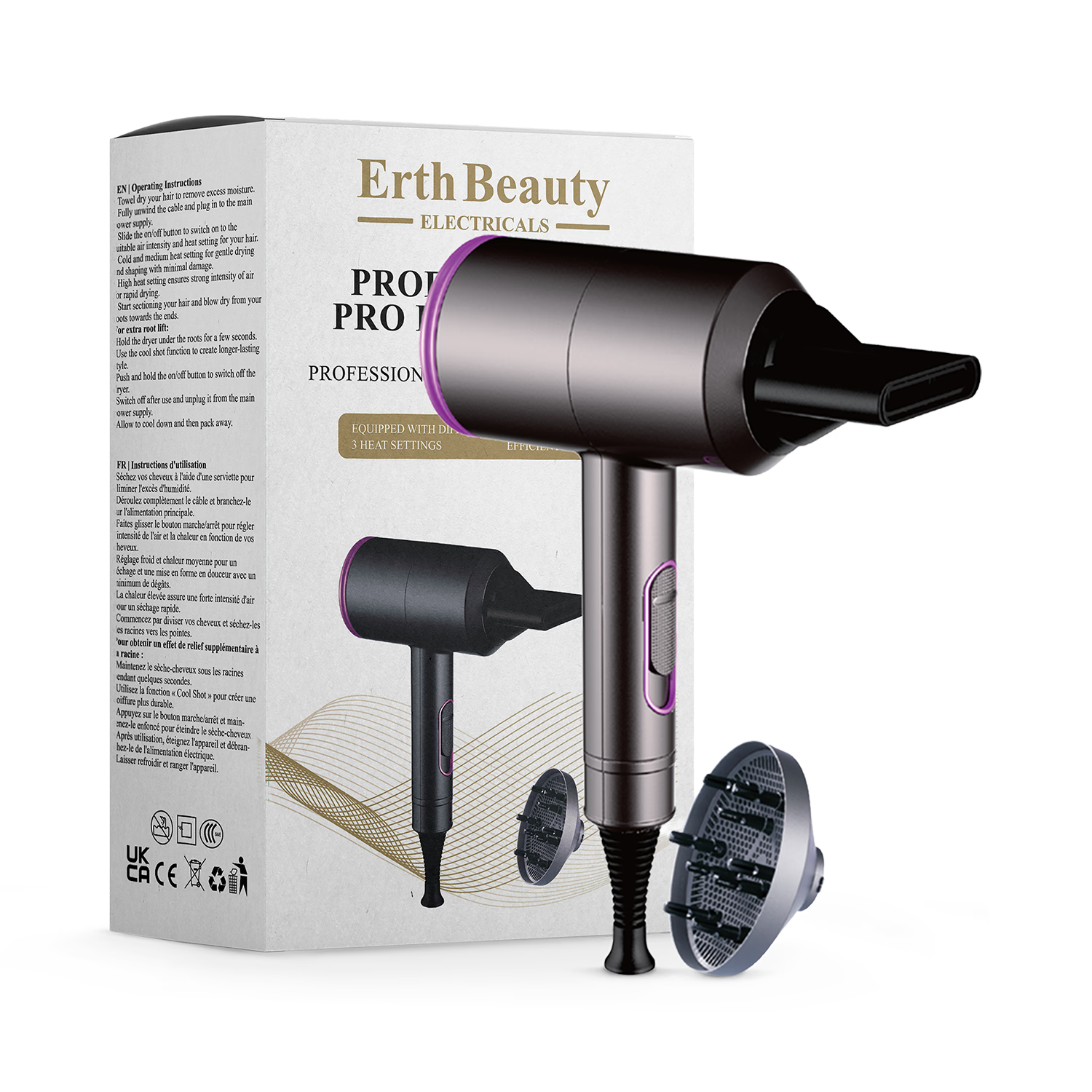 Erth Skin London Professional Pro Hair Dryer, UK version