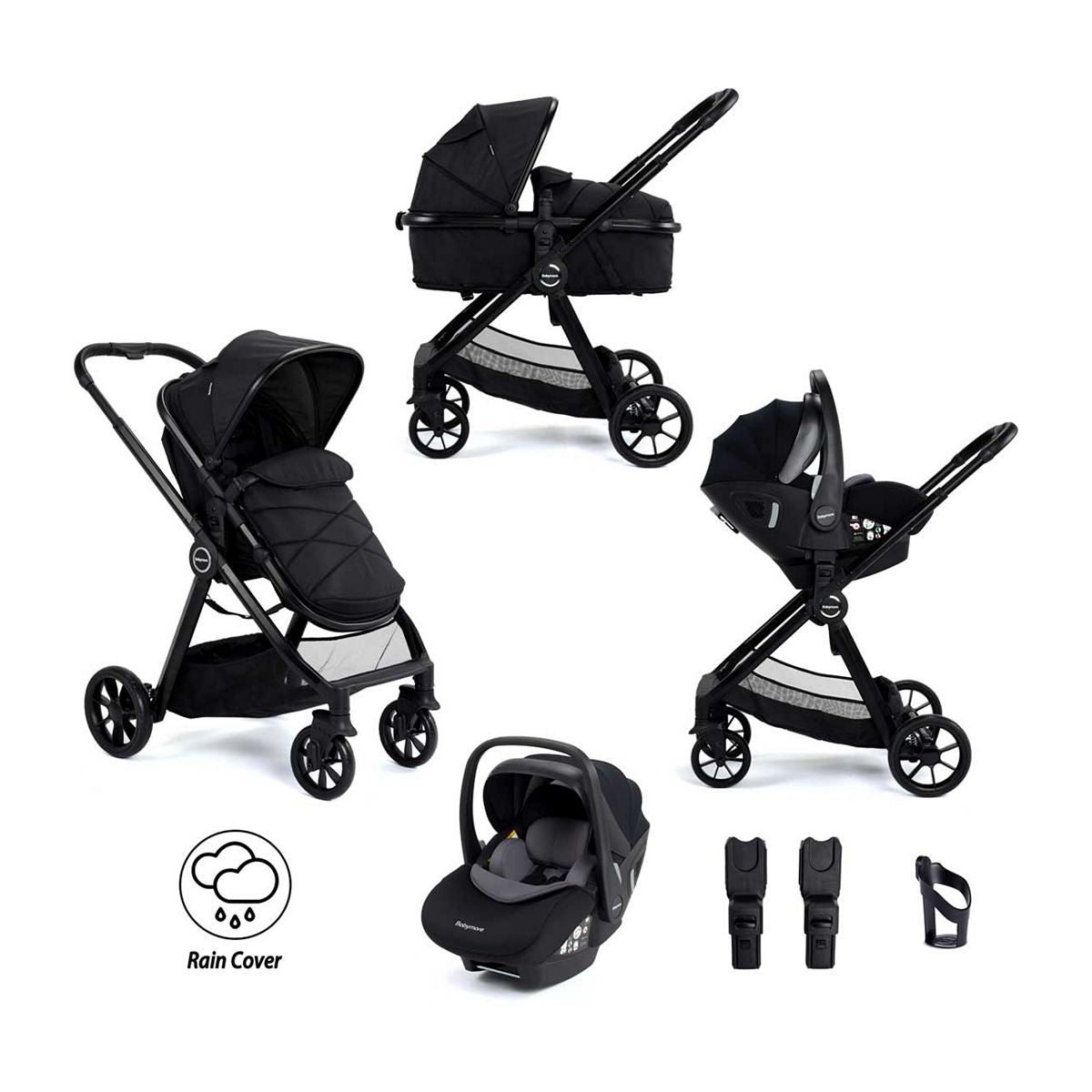 Babymore Mimi Travel System Pecan i-Size Car Seat - Black GOODS Boots   