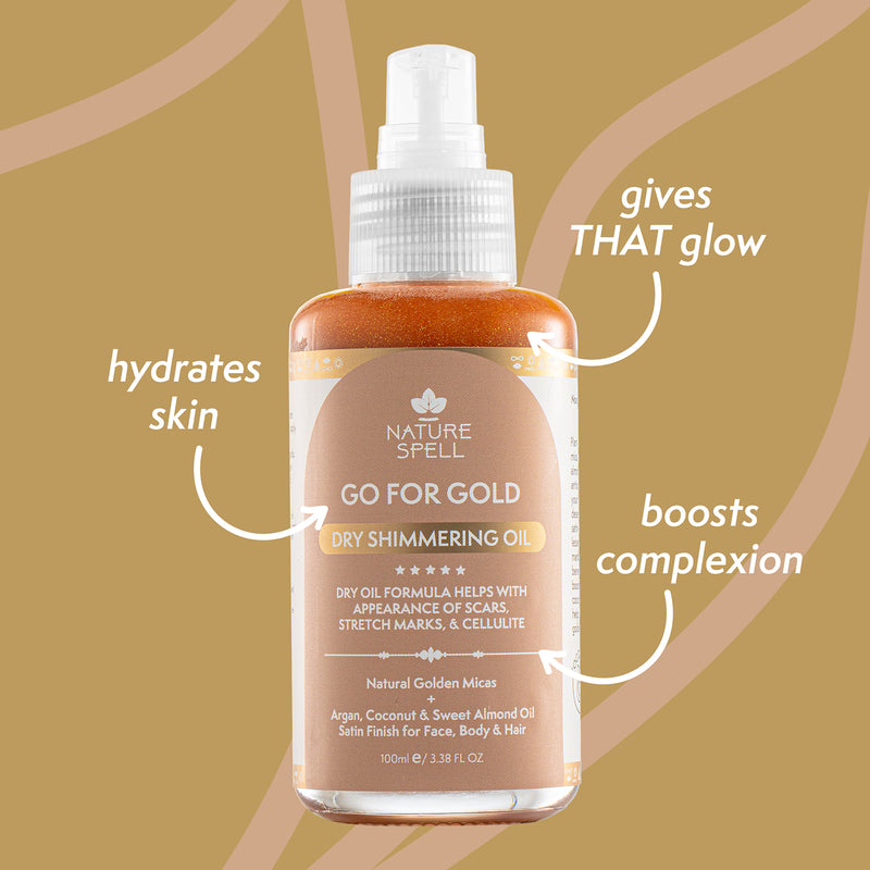 Nature Spell Go For Gold shimmering oil 100ml, imported from the UK
