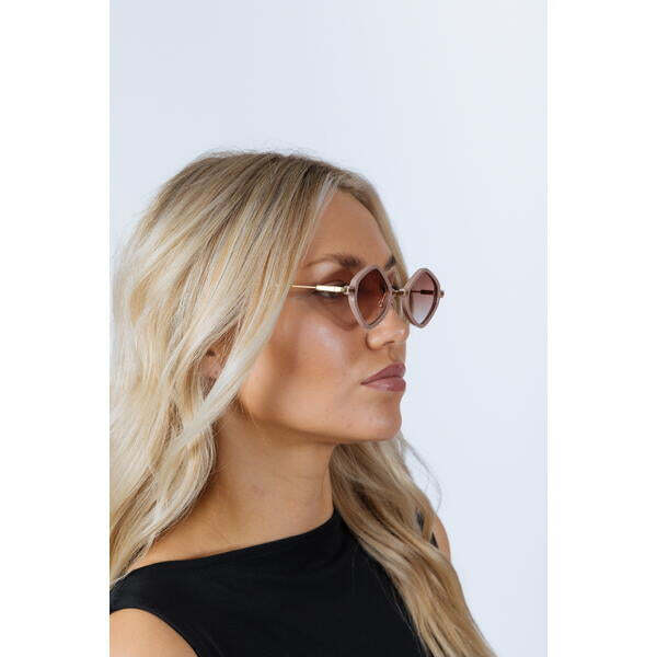 SVNX diamond shape sunglasses in nude, gold frame, UK version