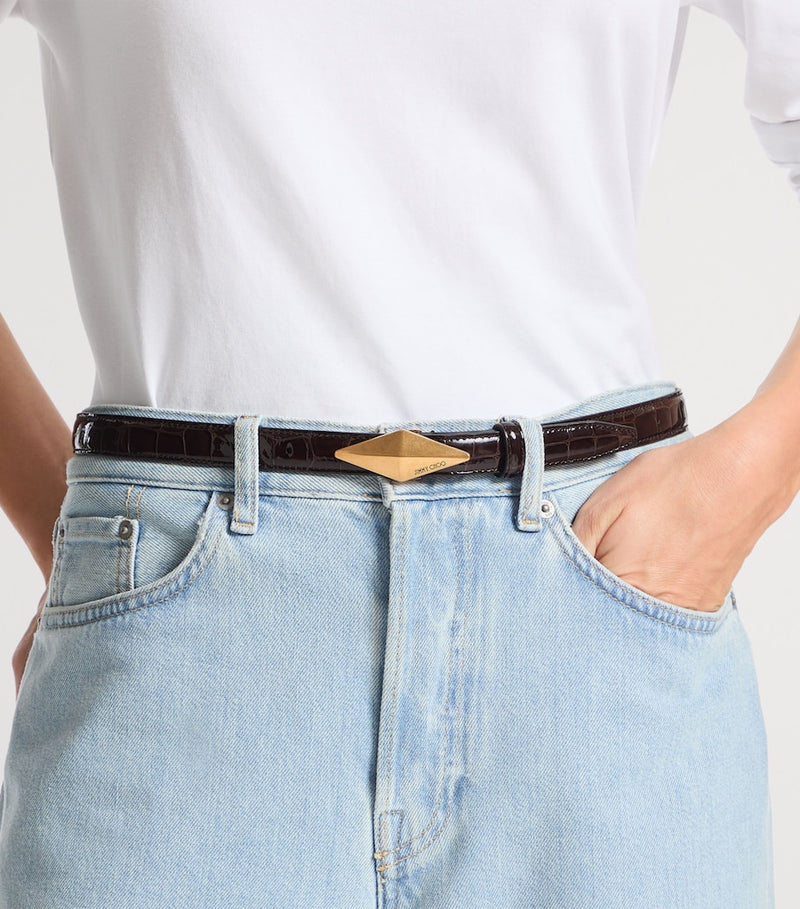 Jimmy Choo leather diamond clasp belt, UK version