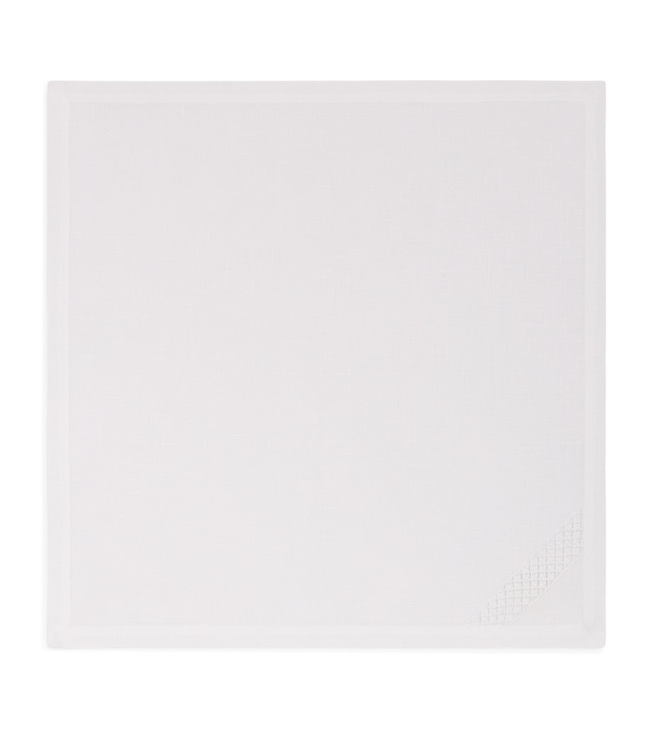 Embroidered Linen Napkin with Intricate Lacework, 45cm x 45cm