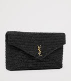 Saint Laurent Cassandre raffia envelope pouch, imported from the UK