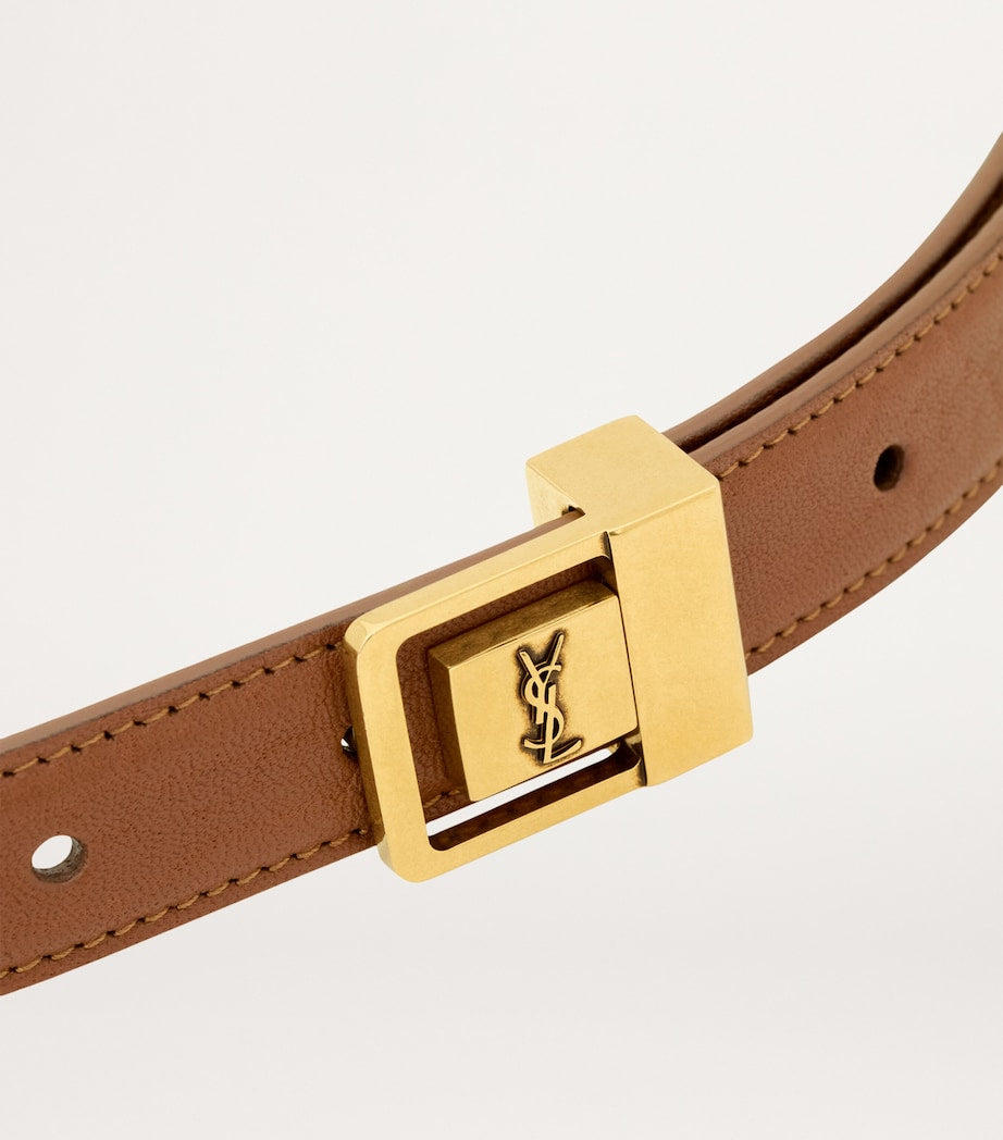 Saint Laurent leather belt with gold buckle, UK version