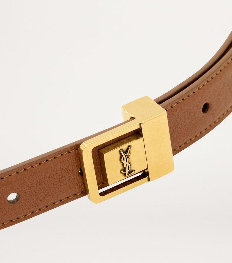 Saint Laurent leather belt with gold buckle, UK version