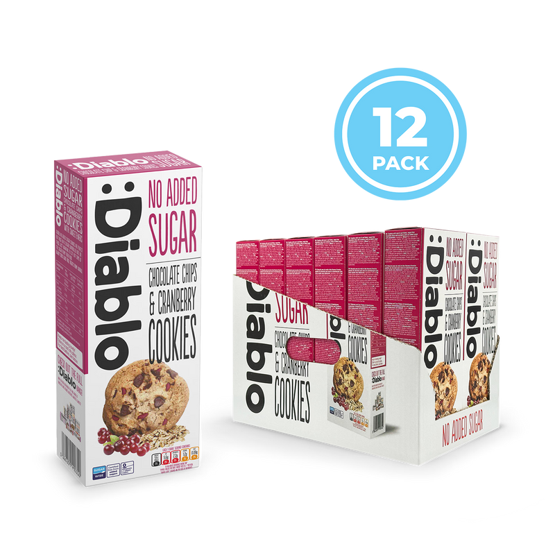 Diablo no added sugar chocolate chip and cranberry cookies 135g (British brand)