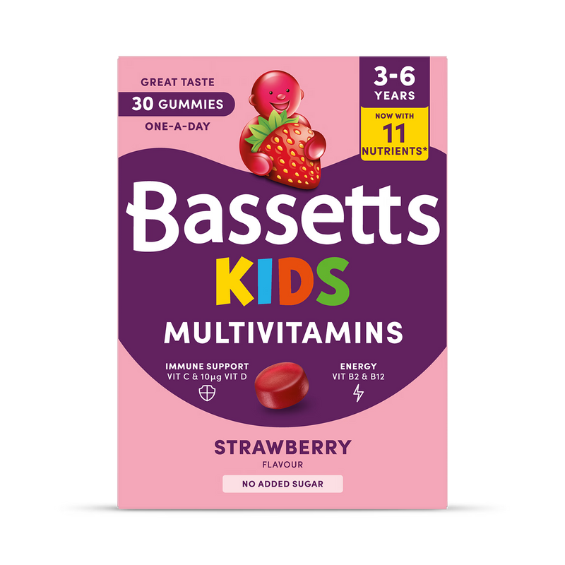 Bassetts Kids Multivitamins strawberry gummies 30 count, imported from the UK