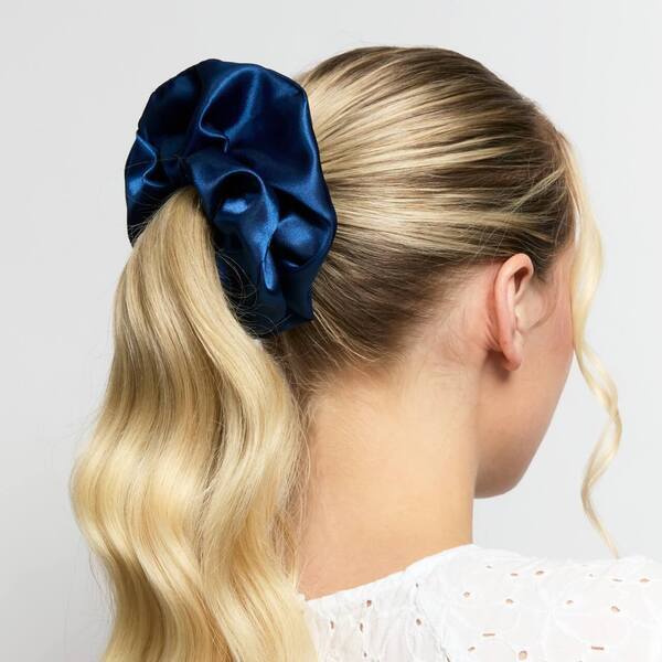Silver Cloud oversized satin scrunchie Santorini Navy (British brand)
