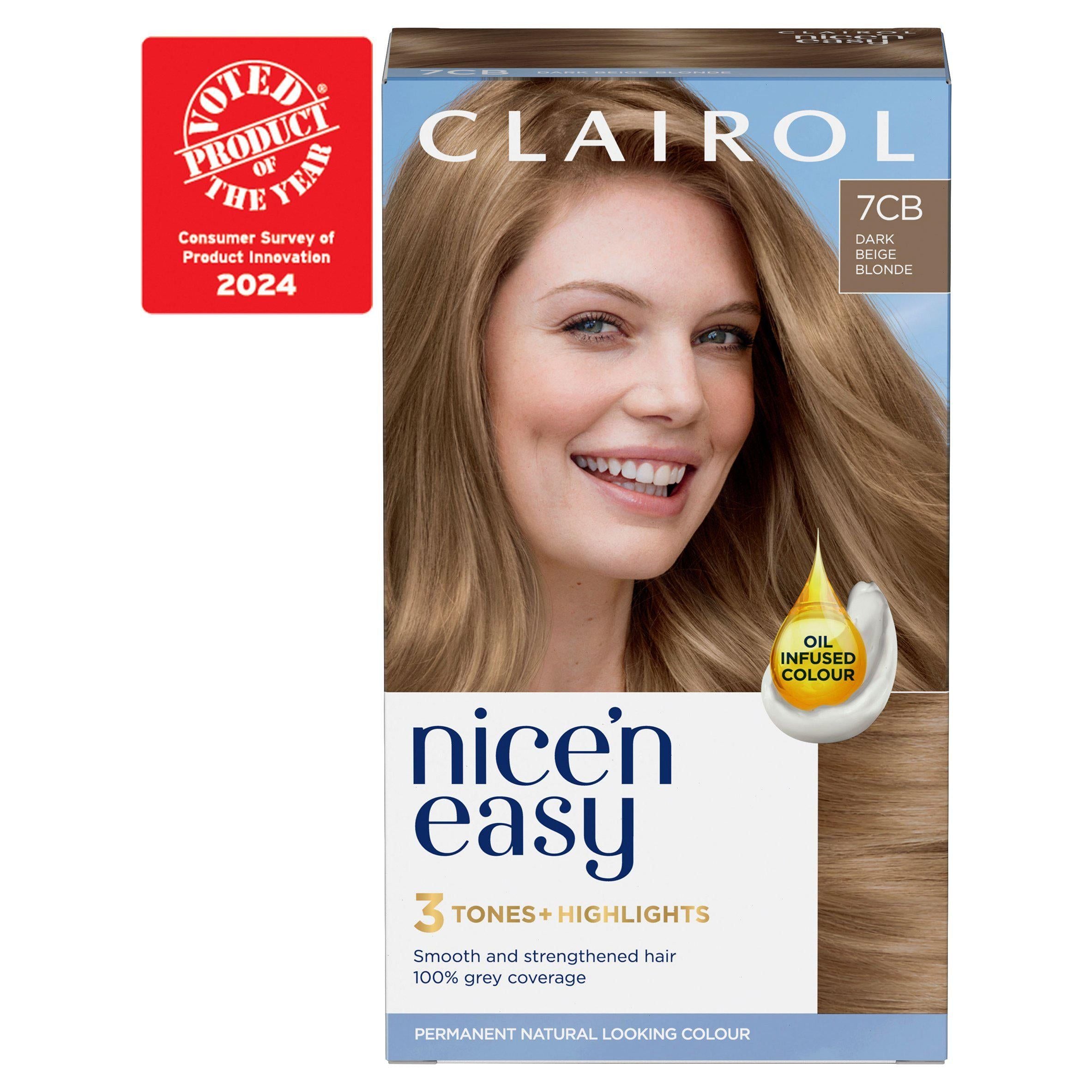 Clairol Nice'n Easy Crème Natural Looking Oil-Infused Hair Dye Dark Champagne Blonde 7CD Blonde Sainsburys   