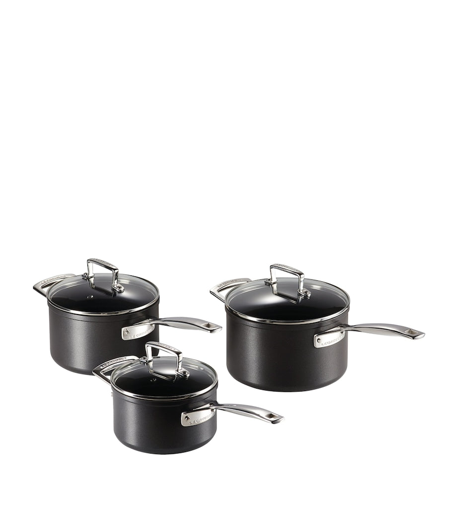 Le Creuset toughened non-stick sauce pans set of 3, UK version