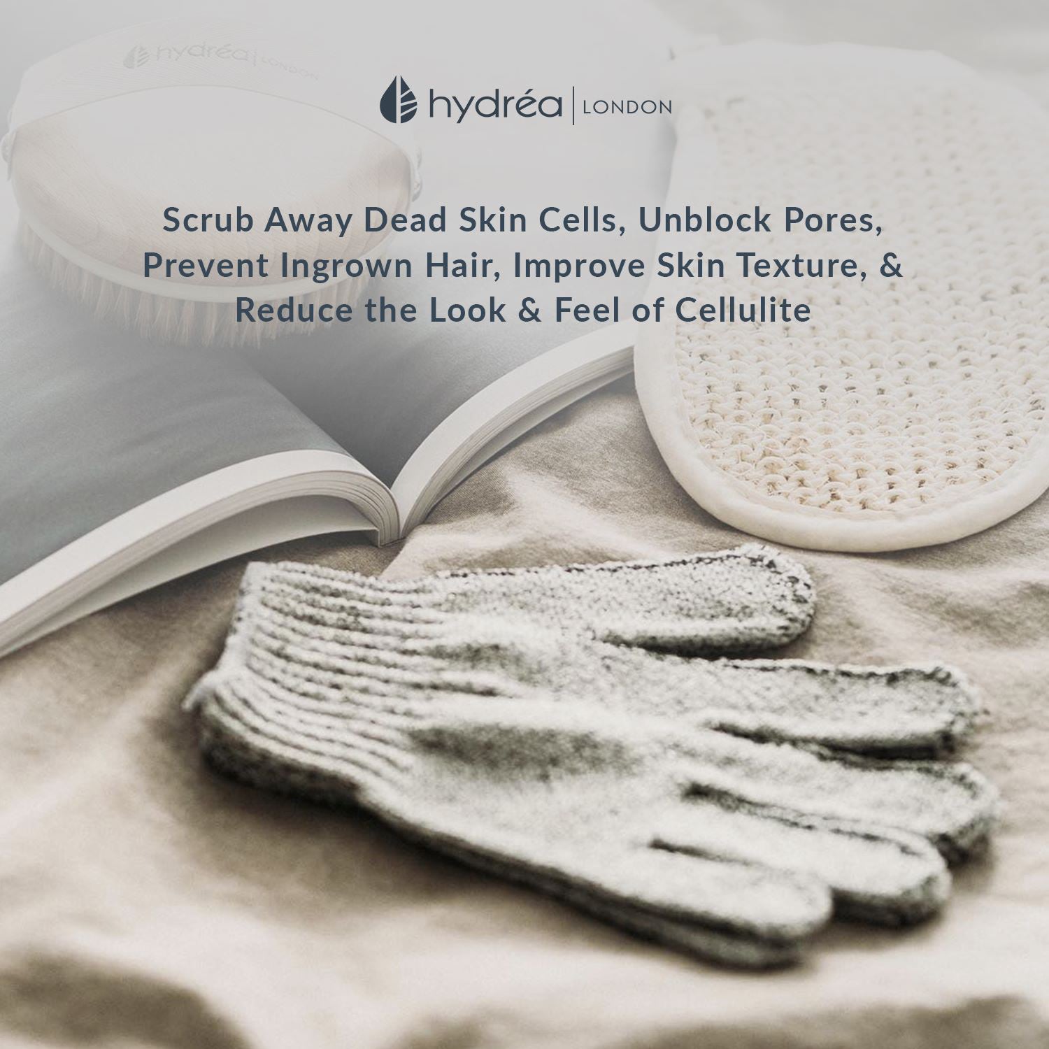 Hydréa London carbonized bamboo exfoliating shower gloves (British brand)