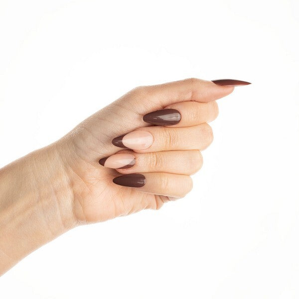 Nail HQ Chocolate Envy almond nails, imported from the UK