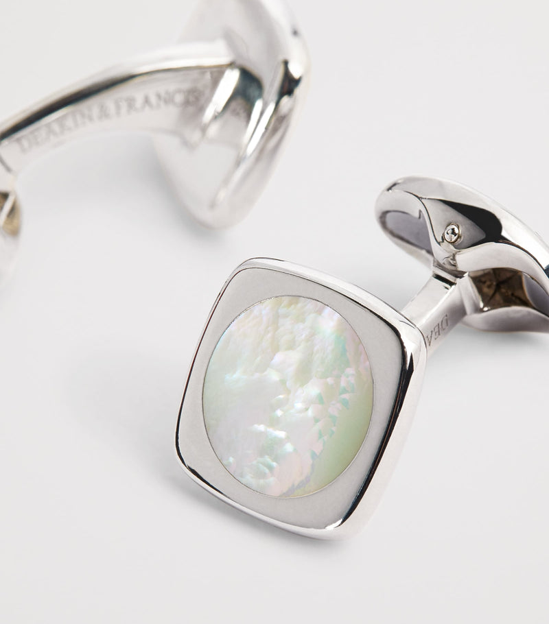 Deakin & Francis sterling silver cufflinks with mother-of-pearl inlay 1.4cm, UK version