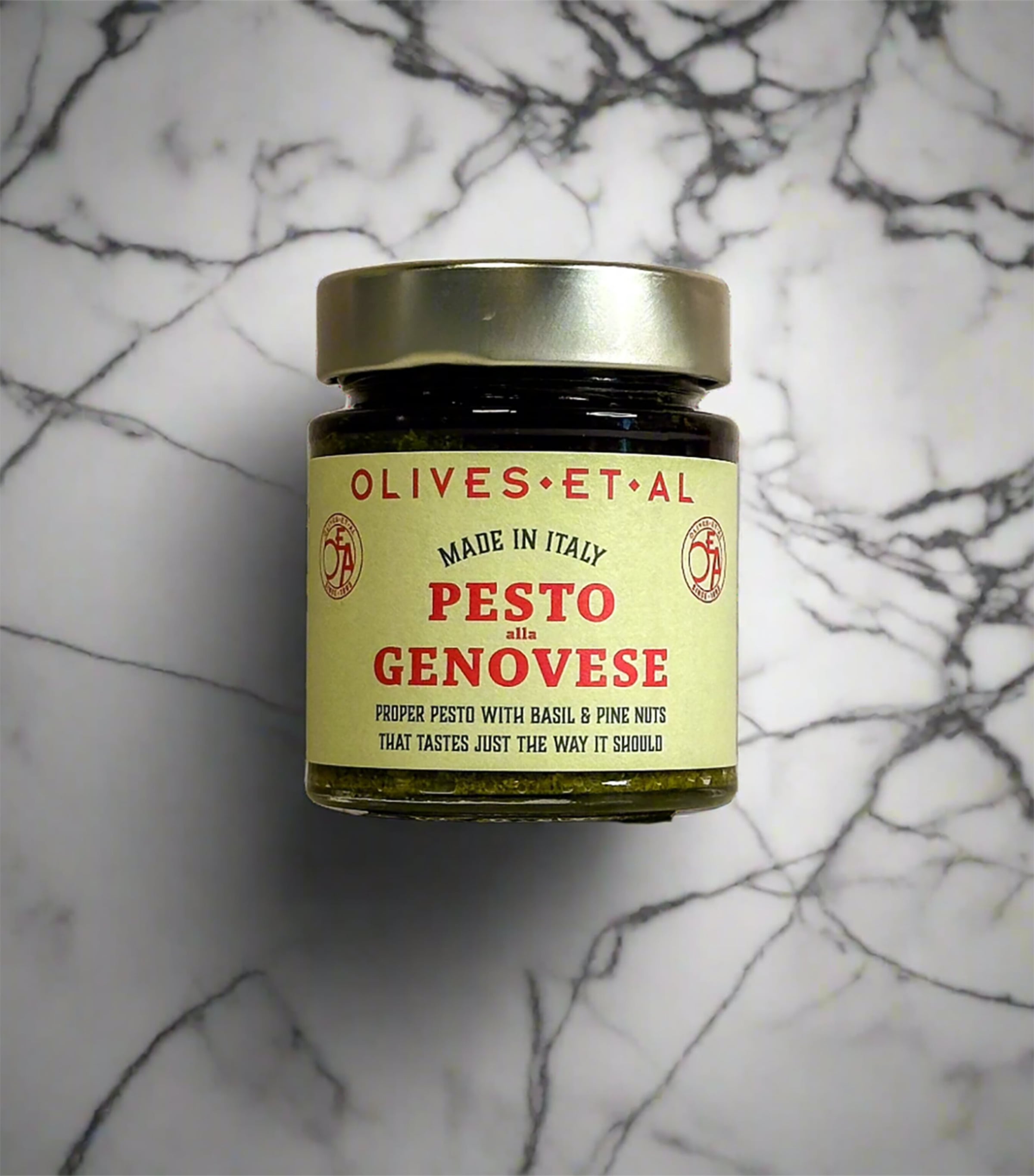 Olives Et Al Genovese Basil & Pine Nut Pesto 135g, imported from the UK