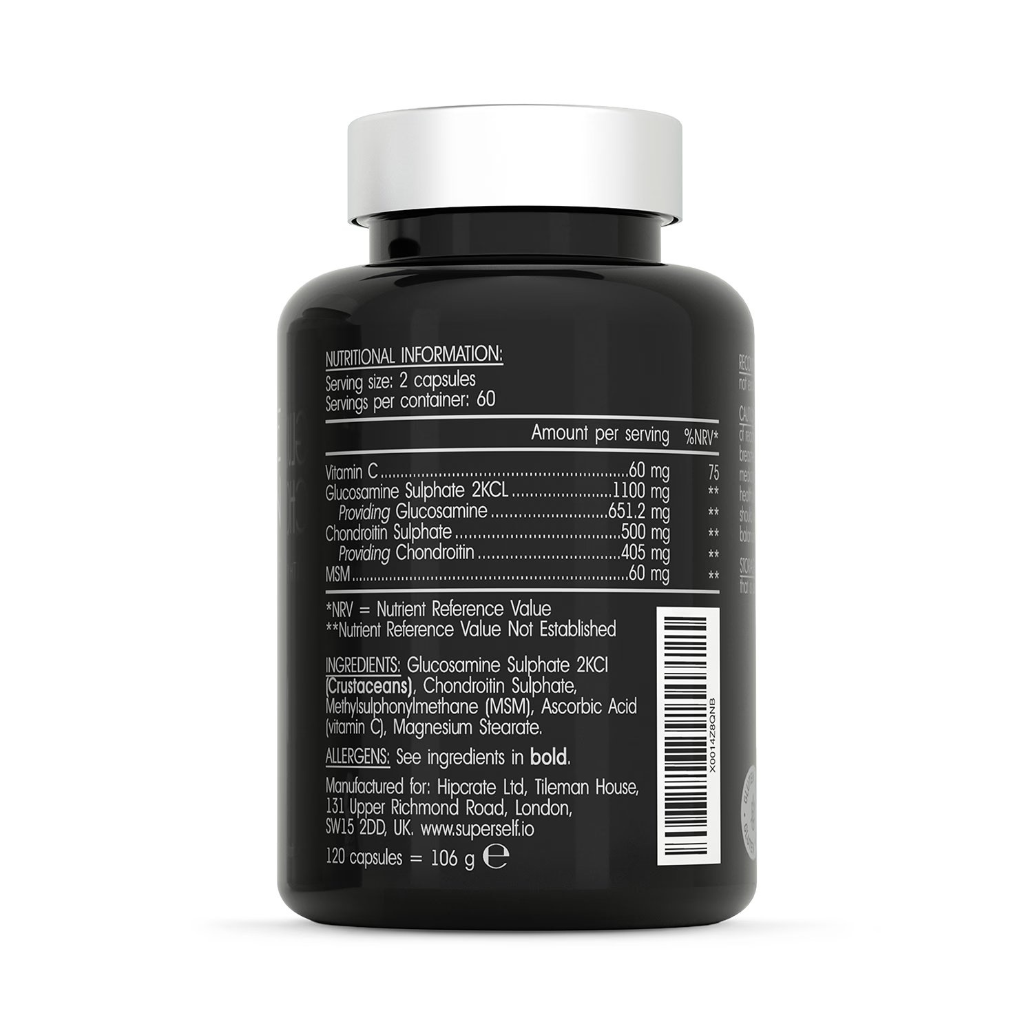 SuperSelf glucosamine complex with chondroitin 120 capsules, UK version