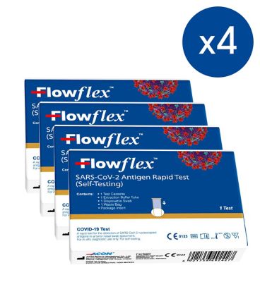 Flowflex Antigen Rapid Test Lateral Flow Self-Testing Kit 4 Kit Bundle General Health & Remedies Boots   