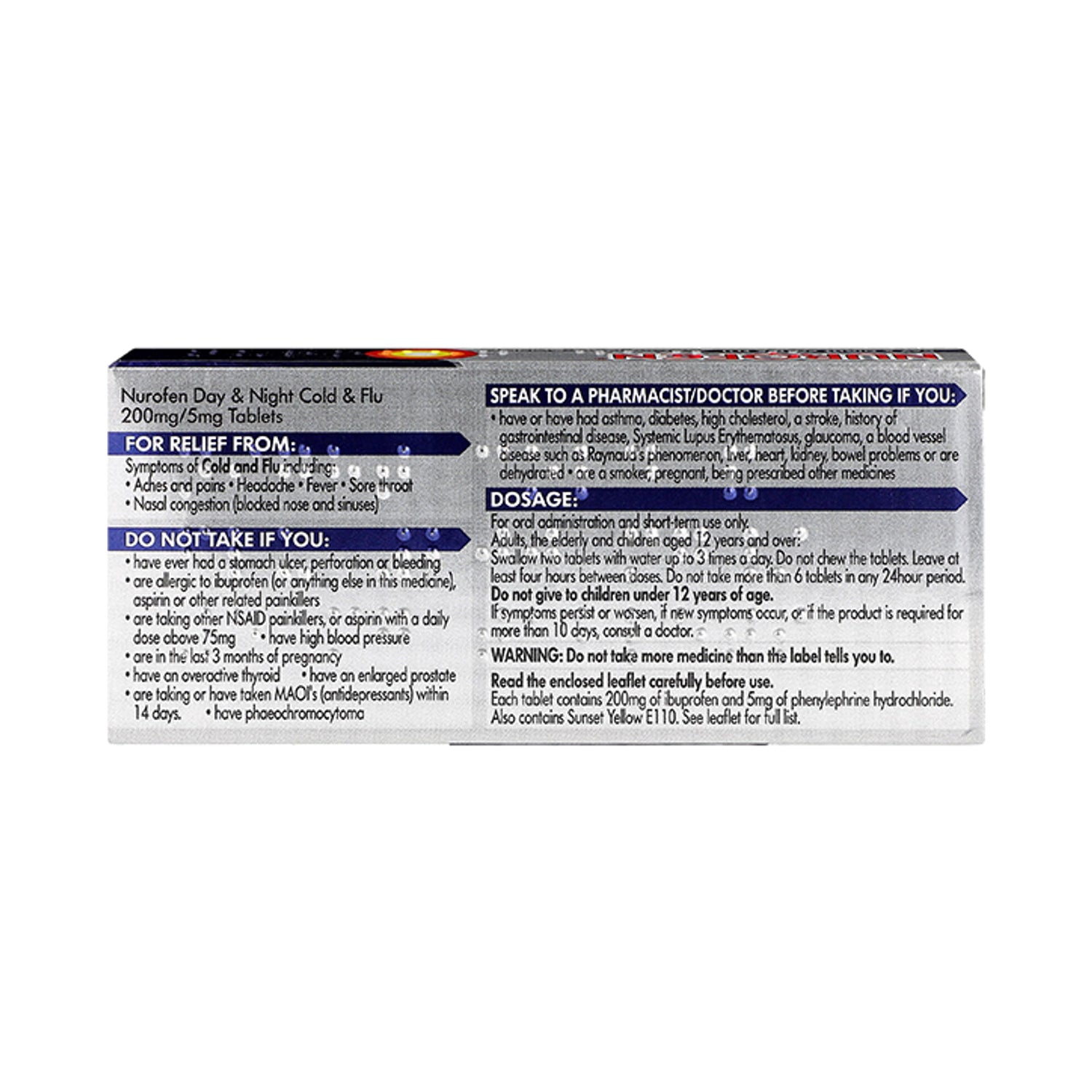 Nurofen Cold & Flu Day & Night 16 Tablets, imported from the UK
