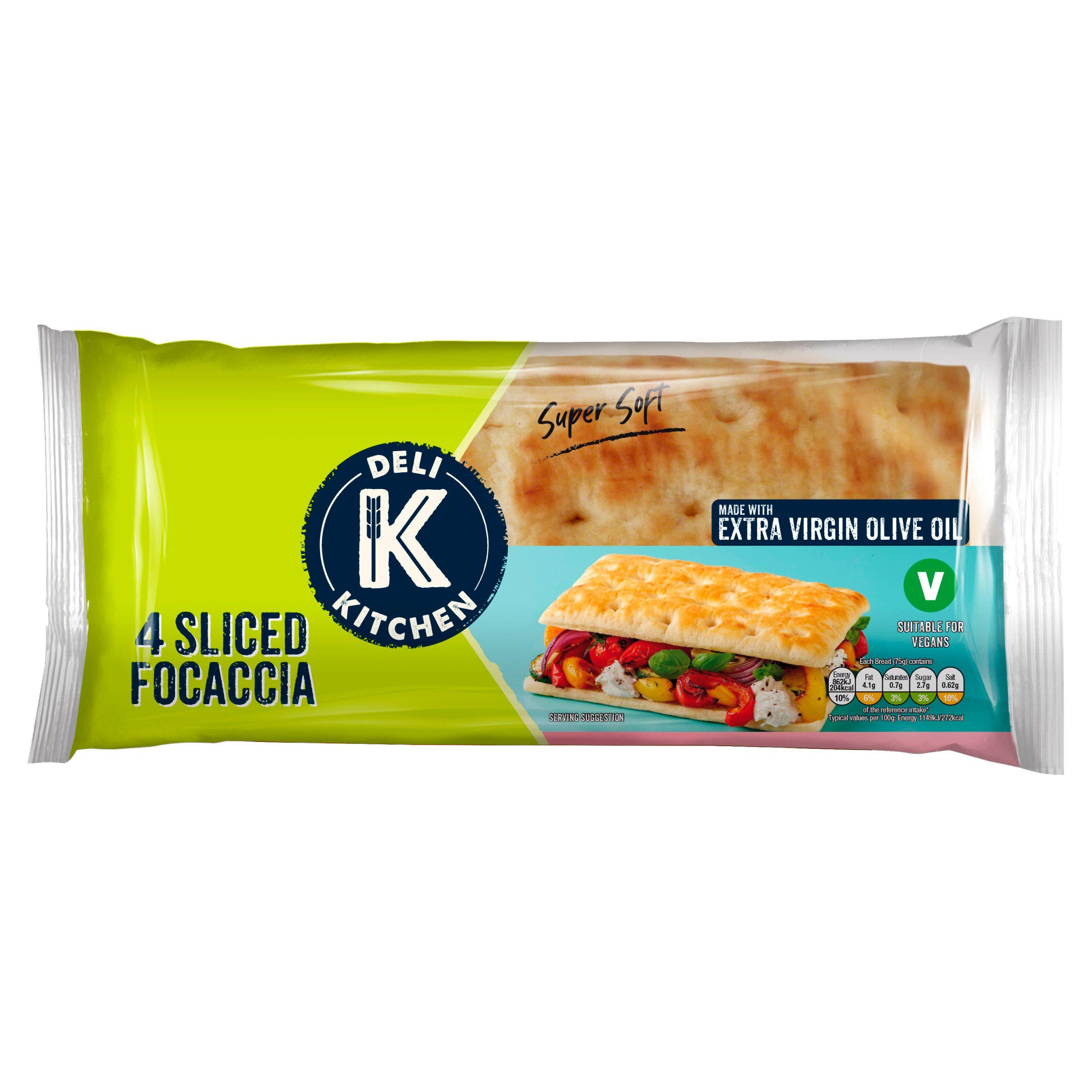 Deli Kitchen Sliced Focaccia x4 300g GOODS Sainsburys   