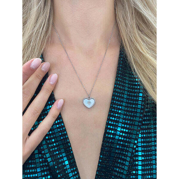 SVNX sparkly heart necklace silver, imported from the UK