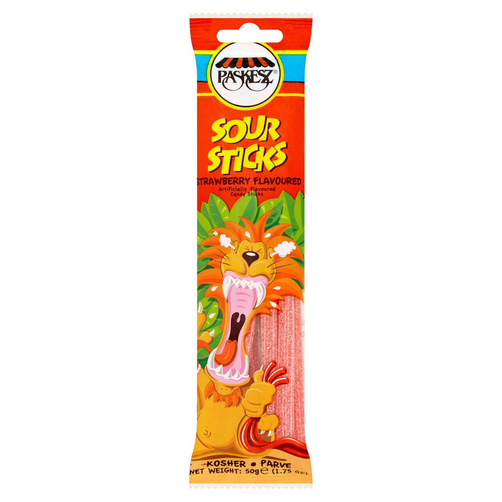 Paskesz Sour Sticks Strawberry 50g