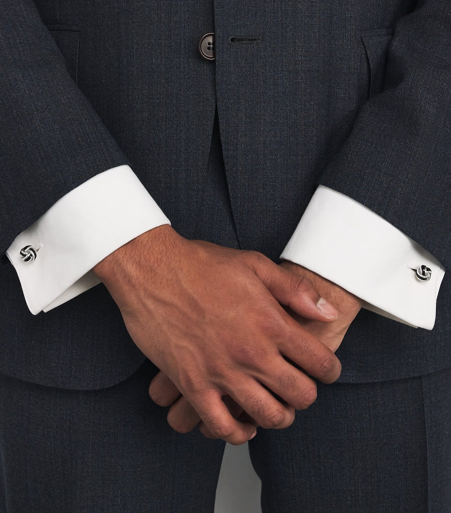Deakin & Francis sterling silver and enamel knot cufflinks - British product