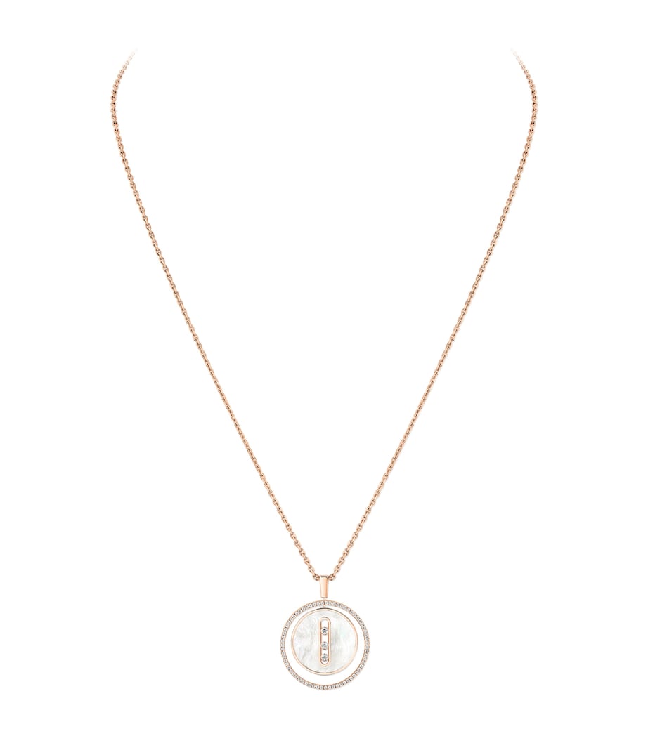 Messika Lucky Move rose gold diamond mother-of-pearl necklace, imported from the UK