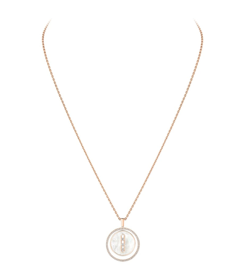 Messika Lucky Move rose gold diamond mother-of-pearl necklace, imported from the UK