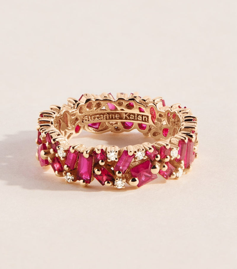 Suzanne Kalan rose gold ruby diamond eternity ring (British brand)