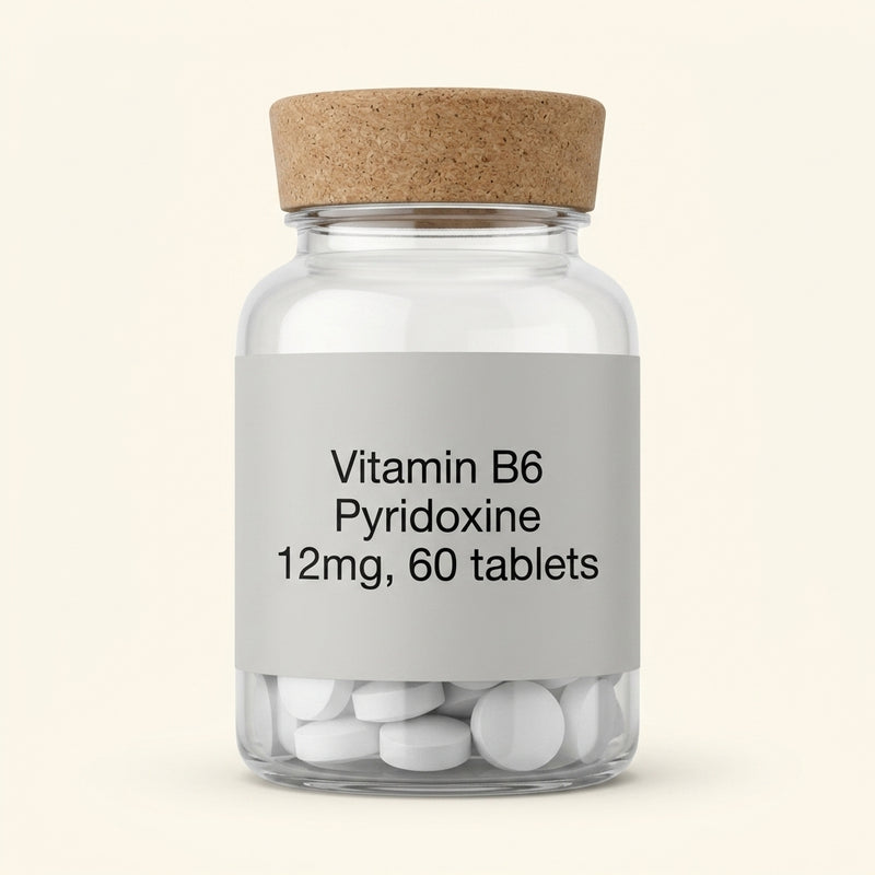 Holland & Barrett Vitamin B6 Pyridoxine supplement 60 tablets, imported from the UK