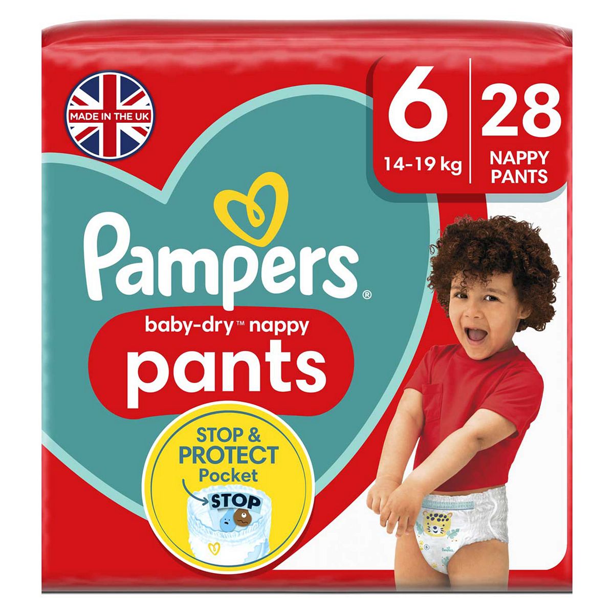 Pampers Baby-Dry Nappy Pants Size 6, 28 Nappies, 15kg+, Essential Pack GOODS Boots   