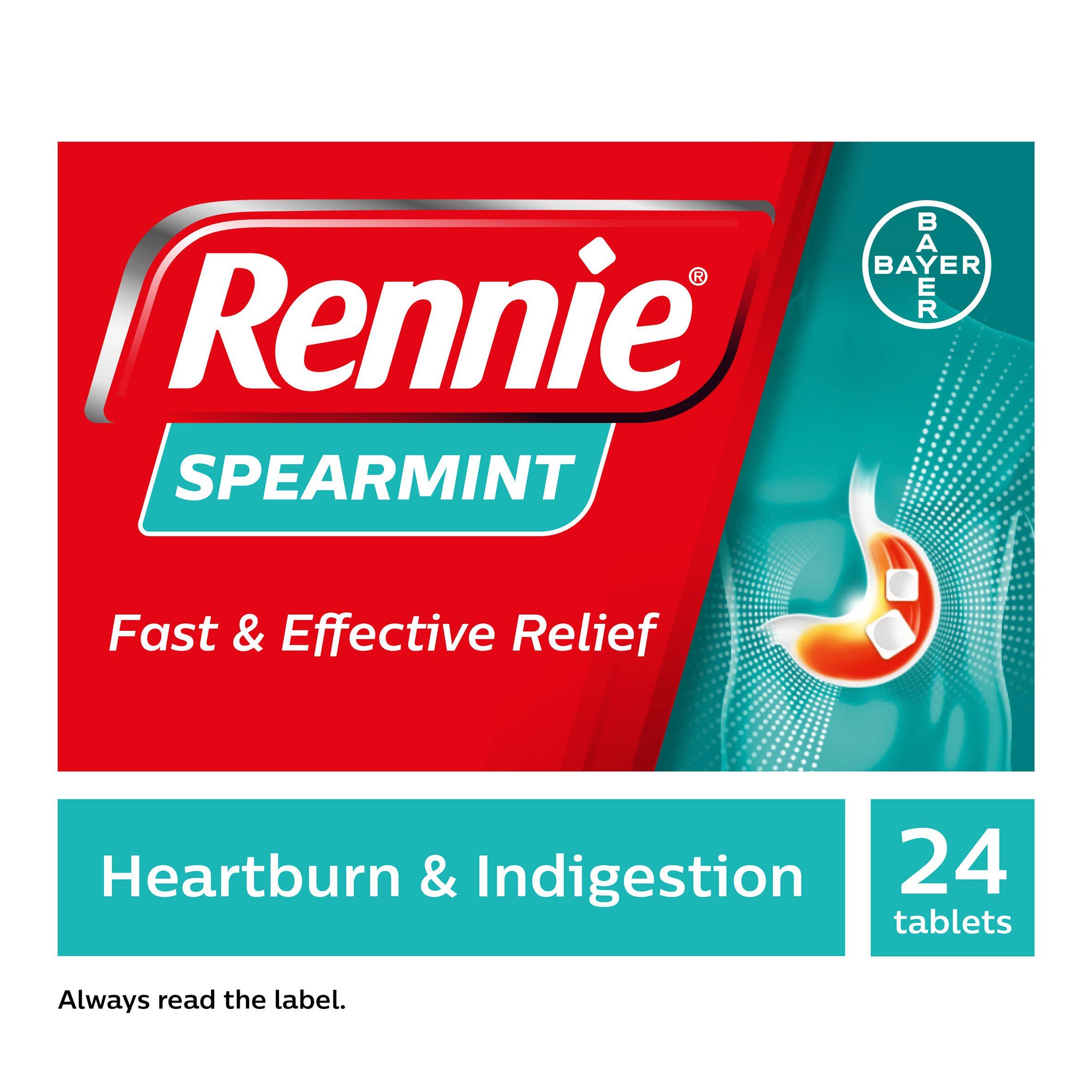 Rennie Spearmint Heartburn & Indigestion Relief Tablets x24 stomach & bowel Sainsburys   